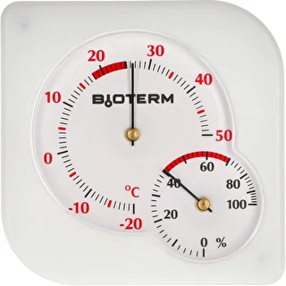 Bimetallinen sisätilan lämpömittari hygrometrillä (-20 - +50°C), valkoinen