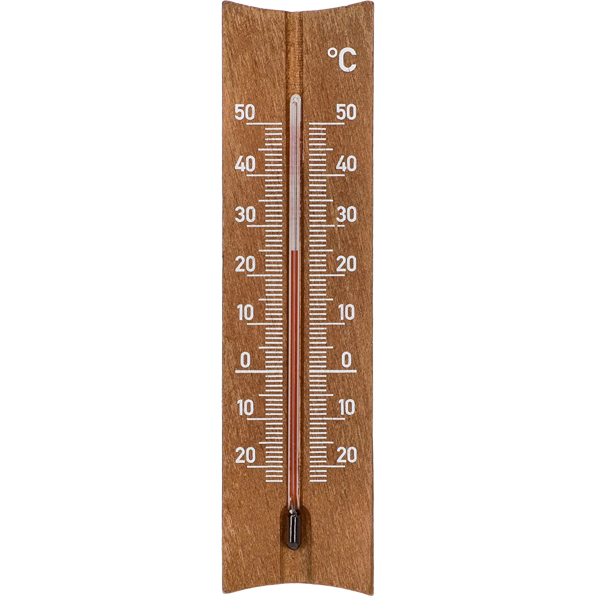 Puinen huonelämpömittari (-20 - +50°C), tummanruskea, 15cm