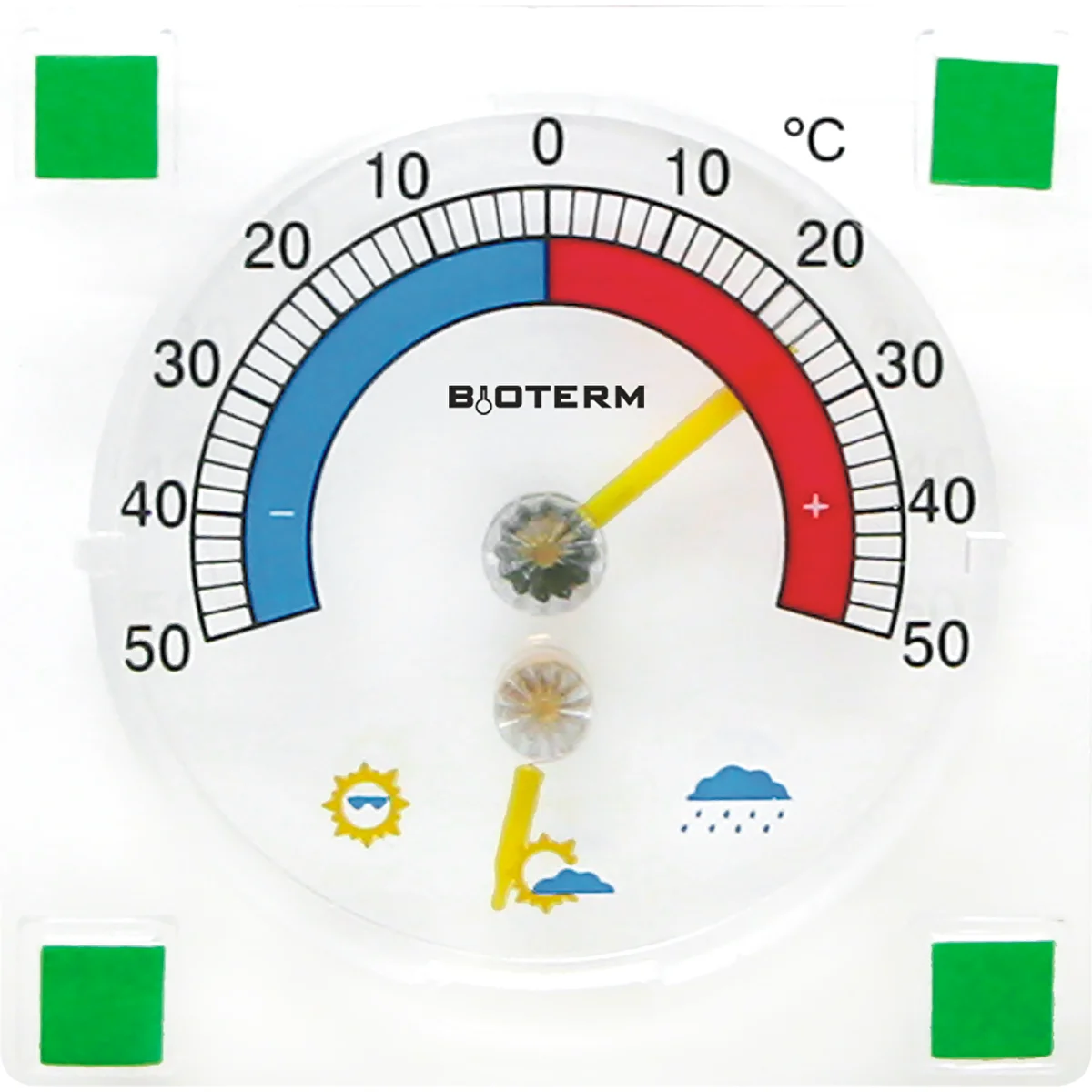 Yleismittari hygrometrillä, läpinäkyvä, itseliimautuva (-50°C - +50°C)