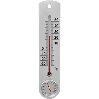 Hopeinen yleislämpömittari hygrometrillä (-30°C - +50°C) 25cm