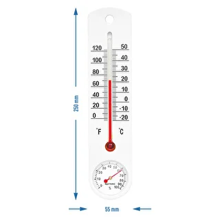 Yleiskäyttöinen valkoinen lämpömittari hygrometrillä (-20°C - +50°C) 25cm – photo 2