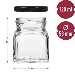 Twist-off purkki 120ml - Neljä kulmaa fi 53 mustalla kannella, 6kpl – photo 6