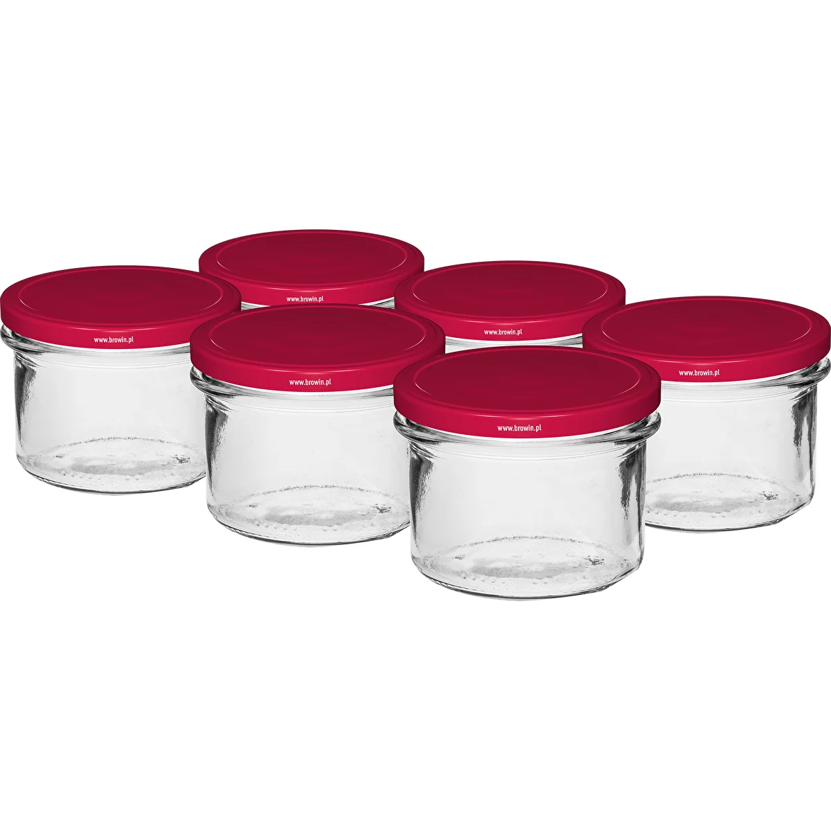 Yksinkertainen purkki 235 ml (fi82) viininpunaisella kannella 6 kpl