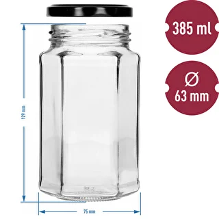 Twist off -purkki 385ml mustalla kannella fi 63, 6 kpl. – photo 7