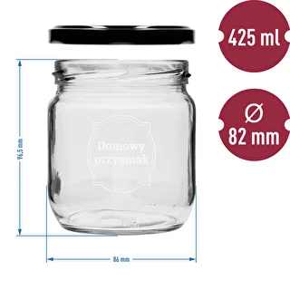 Purkit TO 425ml painatuksella „Kotitekoinen herkku” ja mustalla kannella fi 82 - 3 kpl – photo 6