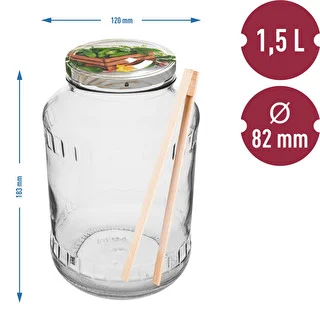 Lasipurkki 1,5 L, fi 82/6 värillisellä kannella + pihdit – photo 2