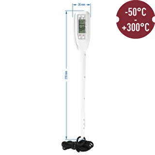 Elektroninen keittiölämpömittari (-50°C - +300°C) kotelolla, valkoinen – photo 2