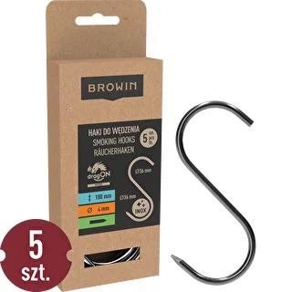 Savustuskoukut – S-malliset, teroitetut, 4 mm x 100 mm, 5 kpl