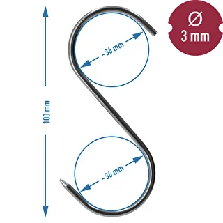 Savustuskoukut – S-malli, teroitetut, 3 mm x 100 mm, 5 kpl – photo 6
