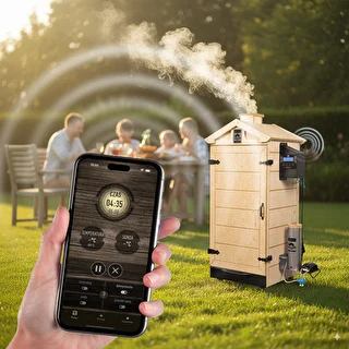 Kehyksetön dragON PLYWOOD NATURE -savustinkaappi Wi‑Fi-ohjauksella, 200 L – photo 9