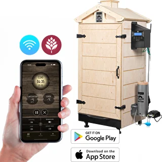 Kehyksetön dragON PLYWOOD NATURE -savustinkaappi Wi‑Fi-ohjauksella, 200 L
