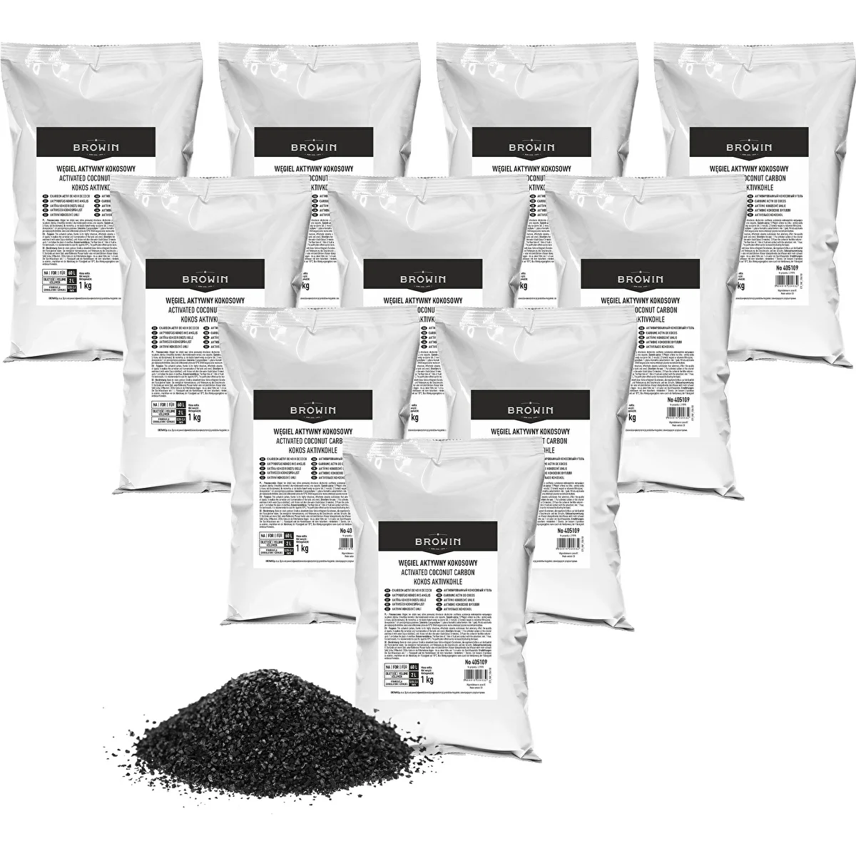 Kookospähkinäaktiivihiili 1 kg x 10 - setti