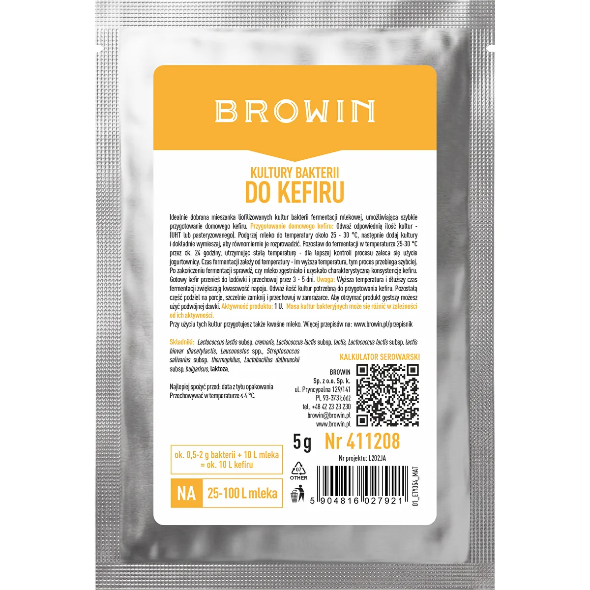 Kefiiri- ja hapanmaitohapate, 5 g