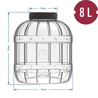 Särkymätön, monikäyttöinen purkki mustalla kannella, 8L – photo 3