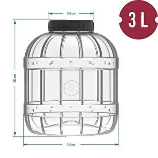 Särkymätön, monikäyttöinen purkki mustalla kannella, 3L – photo 4