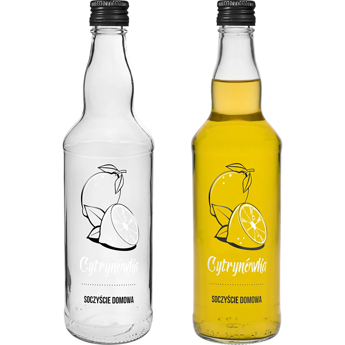 500 ml pullo kierrekorkilla, painatus "Cytrynówka", 1 kpl