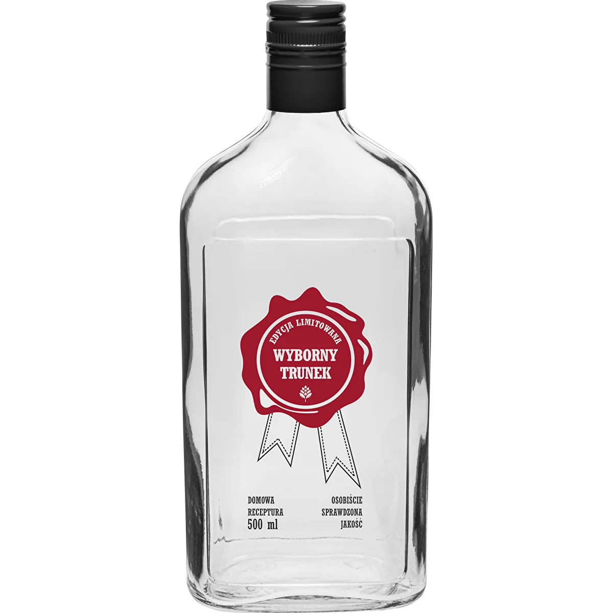 500 ml pullo kierrekorkilla, painatus ”Wyborny Trunek”, 1 kpl
