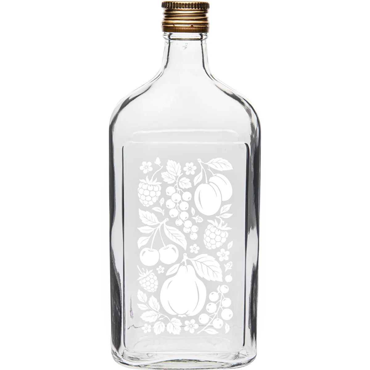 Taskumattipullo 500 ml kierrekorkilla ja ”Hedelmät”-painatuksella, malli 2
