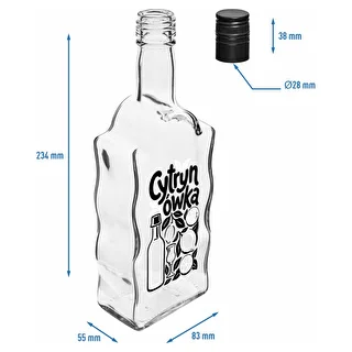 Klasztorna-pullo 500 ml kierrekorkilla ja painatuksella 'Cytrynówka', malli 1 – photo 5