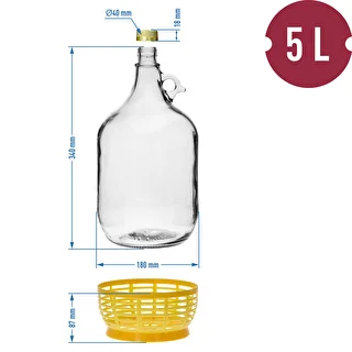 4 x Dama 5L korkilla, käymisputkella, sulkimella ja korilla – photo 10