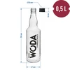 0,5 L pullo kierrekorkilla ja painatuksella vahva Vesi - 4 
