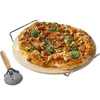 Pizzakivi kahvalla ja veitsellä, kordieriitista, pyöreä 33 cm - 5 