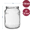 Purkki TO 720 ml värillisellä kannella fi 82/6 - 6 kpl - 6 