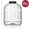 Särkymätön, monikäyttöinen purkki mustalla kannella, 15L - 5 