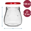 Twist-off-purkki 500ml "Käänteinen Amfora" viininpunaisella kannella fi 82/6, 6 kpl - 9 