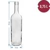 Valkoinen viinipullo 0,75 L - pakkaus 8 kpl - 3 
