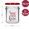 Yksinkertainen purkki 346ml fi 82 värillisellä painatuksella "Made With Love" ja viininpunaisella kannella, 3 kpl. - 6 