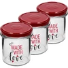 Yksinkertainen purkki 346ml fi 82 värillisellä painatuksella "Made With Love" ja viininpunaisella kannella, 3 kpl. - 2 