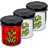 Yksinkertainen purkki 346ml fi 82 värillisellä painatuksella "Yum Yum" ja mustalla kierrekannella, 3 kpl  - 1 