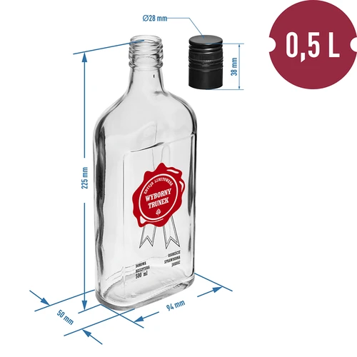 0,5 L pullo kierrekorkilla ja kaksivärisellä painatuksella 'Erinomainen Juoma' - 4 kpl - 8