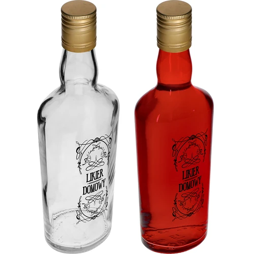 0,5 L pullo kierrekorkilla ja painatuksella Kotitekoinen likööri - 4 kpl - 7