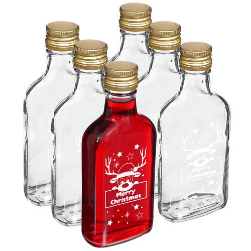 200 ml pullo kierrekorkilla, joulupainatus Poro, 6 kpl.  - 1 