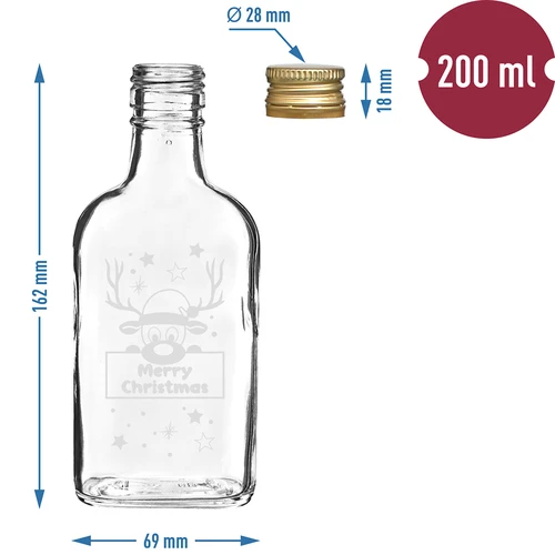 200 ml pullo kierrekorkilla, joulupainatus Poro, 6 kpl. - 5