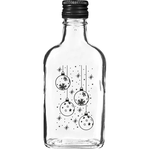 Taskumattimallinen pullo 200 ml kierrekorkilla, painatus "Joulupallot", 1 kpl
