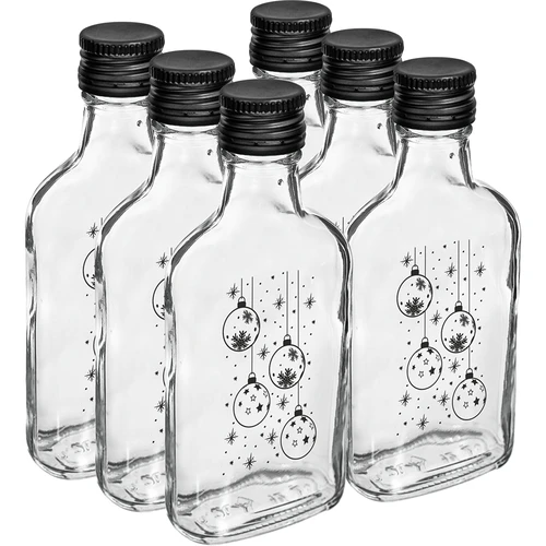 Taskumattimallinen pullo 200 ml kierrekorkilla, painatus "Joulupallot", 1 kpl - 4