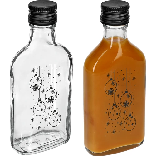Taskumattimallinen pullo 200 ml kierrekorkilla, painatus "Joulupallot", 1 kpl - 3