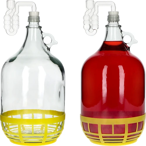 4 x Dama 5L korkilla, käymisputkella, sulkimella ja korilla - 6