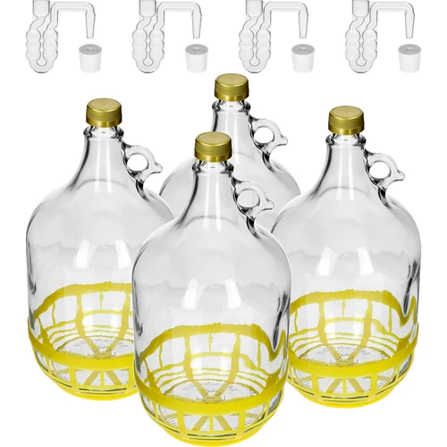 4 x Dama 5L korkilla, käymisputkella, sulkimella ja korilla  - 1 