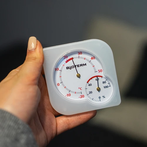 Bimetallinen sisätilan lämpömittari hygrometrillä (-20 - +50°C), valkoinen - 8