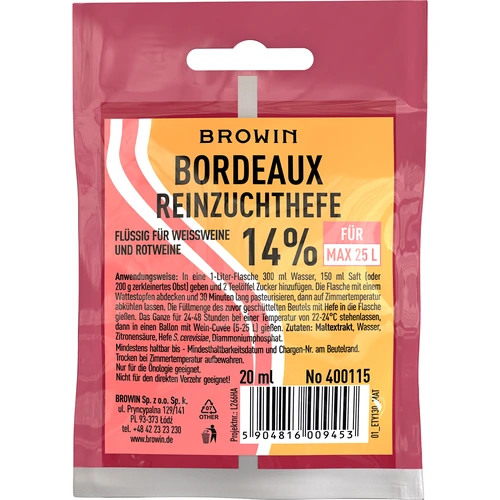 Bordeaux-viinihiiva, 20 ml DE/EN  - 1 