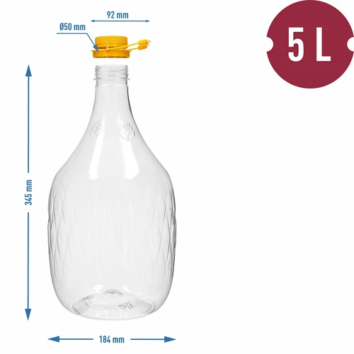 Dama-damigiana 5 L PET, kierrekorkilla ja kahvalla - 4