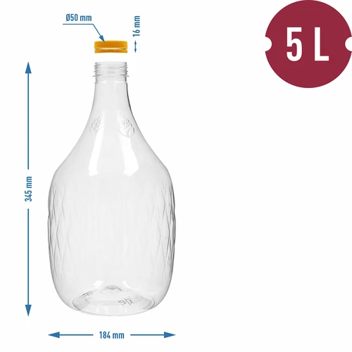 Dama-damigiana 5 l PET, ruuvikorkilla - 4