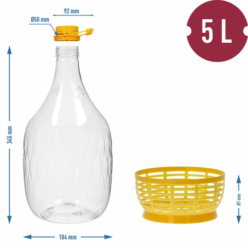 Dama-koripullo 5 l PET, kierrekorkilla, kahvalla ja suojakorilla - 6