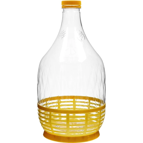 Damigiana Dama 5 l PET, kierrekorkilla ja korilla