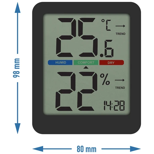 Elektroninen huonelämpömittari, musta - 9