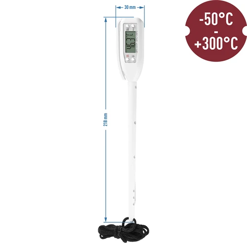 Elektroninen keittiölämpömittari (-50°C - +300°C) kotelolla, valkoinen - 2